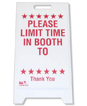 please limit time in booth sign