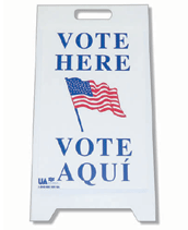 vote here bilingual sign