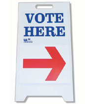 vote here (arrow) sign