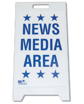 news media area sign