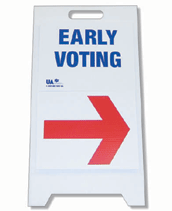 early voting (arrow) sign