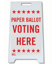 paper ballot voting here sign