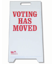 voting has moved sign