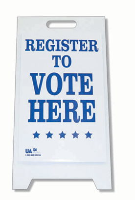 Register to Vote Here Sign