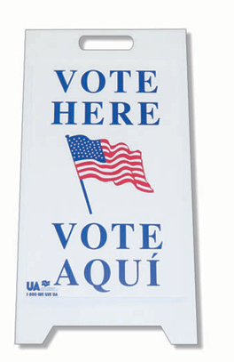 Vote Here (bilingual) Sign
